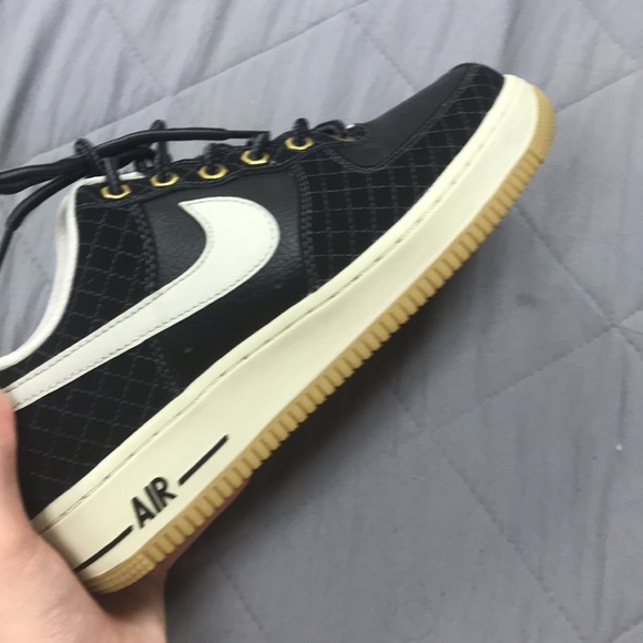 Black Quilted Nubuck Air Force 1s - Picture 3 of 4